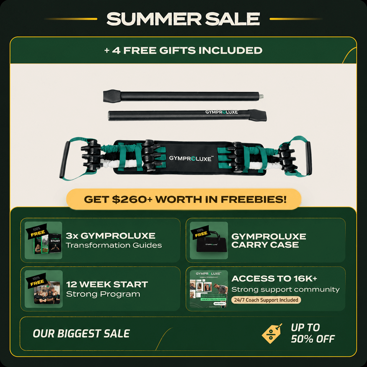 GYMPROLUXE Band and Bar set 2.0  (Summer Sale)